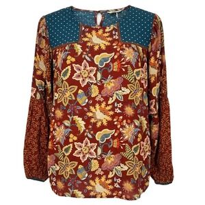 Matilda Jane Womens Size M Boho Floral Print Long Sleeve Blouse Top - AC